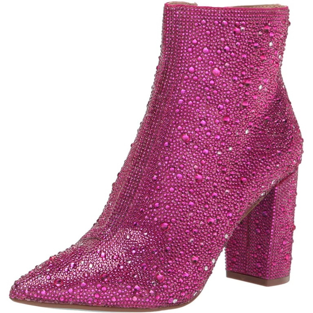 Betsey Johnson Hot Pink Crystal Ankle Boots
